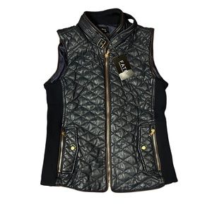 NWT Fate Faux Leather Navy Quilted Vest - Large